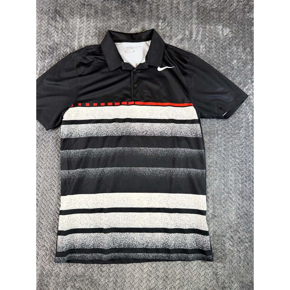 Nike Golf Dri Fit Polo Shirt Men Small Black Golf Tennis Performance Sportswear